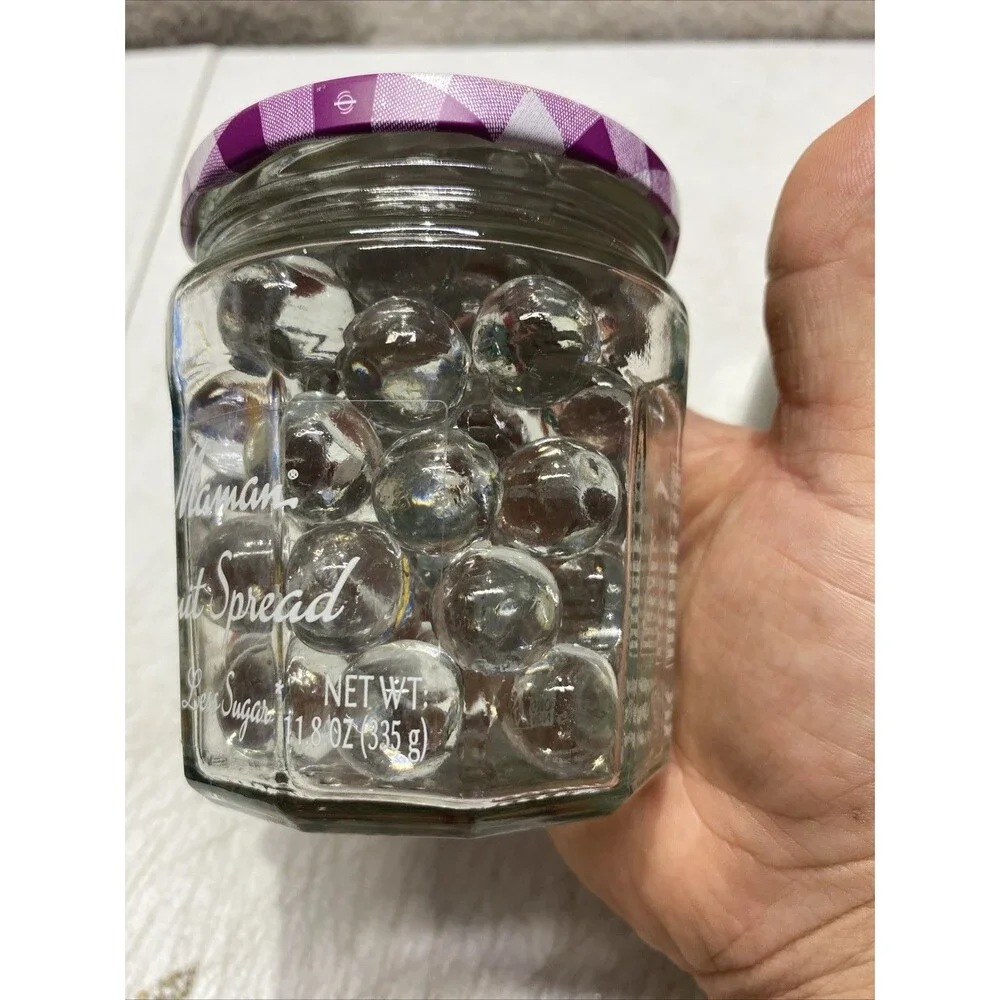 Bonne Maman Empty Jar Gingham Purple Lid 3.5